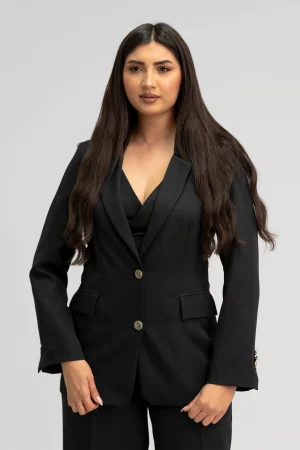 Blazer noir tailoring à boutons dorés