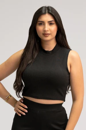 Débardeur Court Femme Couleur Noir