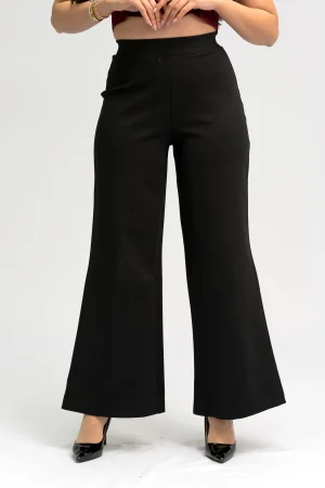 Pantalon Palazzo Noir Taille Haute