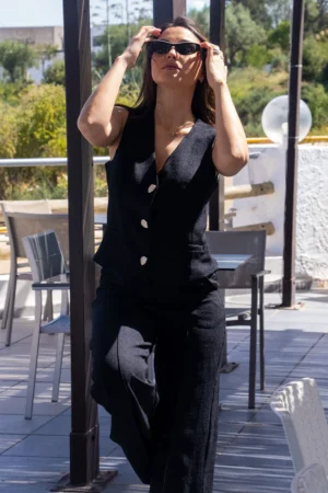 Set Ensemble Deux Pièces Noir pour Femme